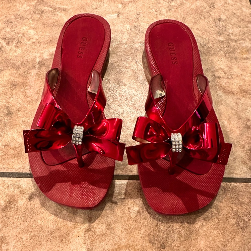 Guess Red Flip Flops